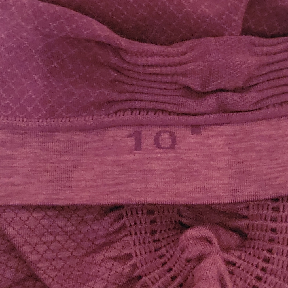 ​Lululemon Flow and Go Ruched Crop Leggings Mulberry Heathered Burgundy Size 10 - Picture 7 of 7